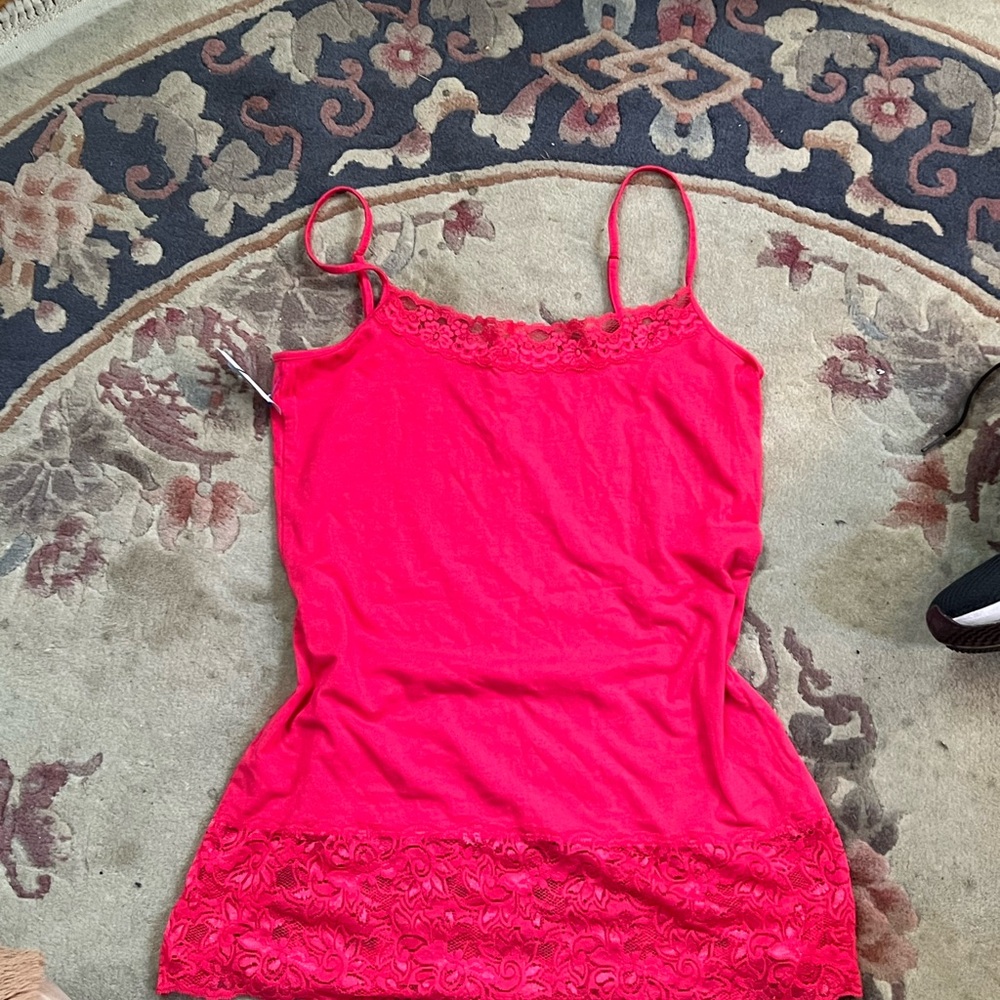 Elegant Pink Lace Trim Cami Top